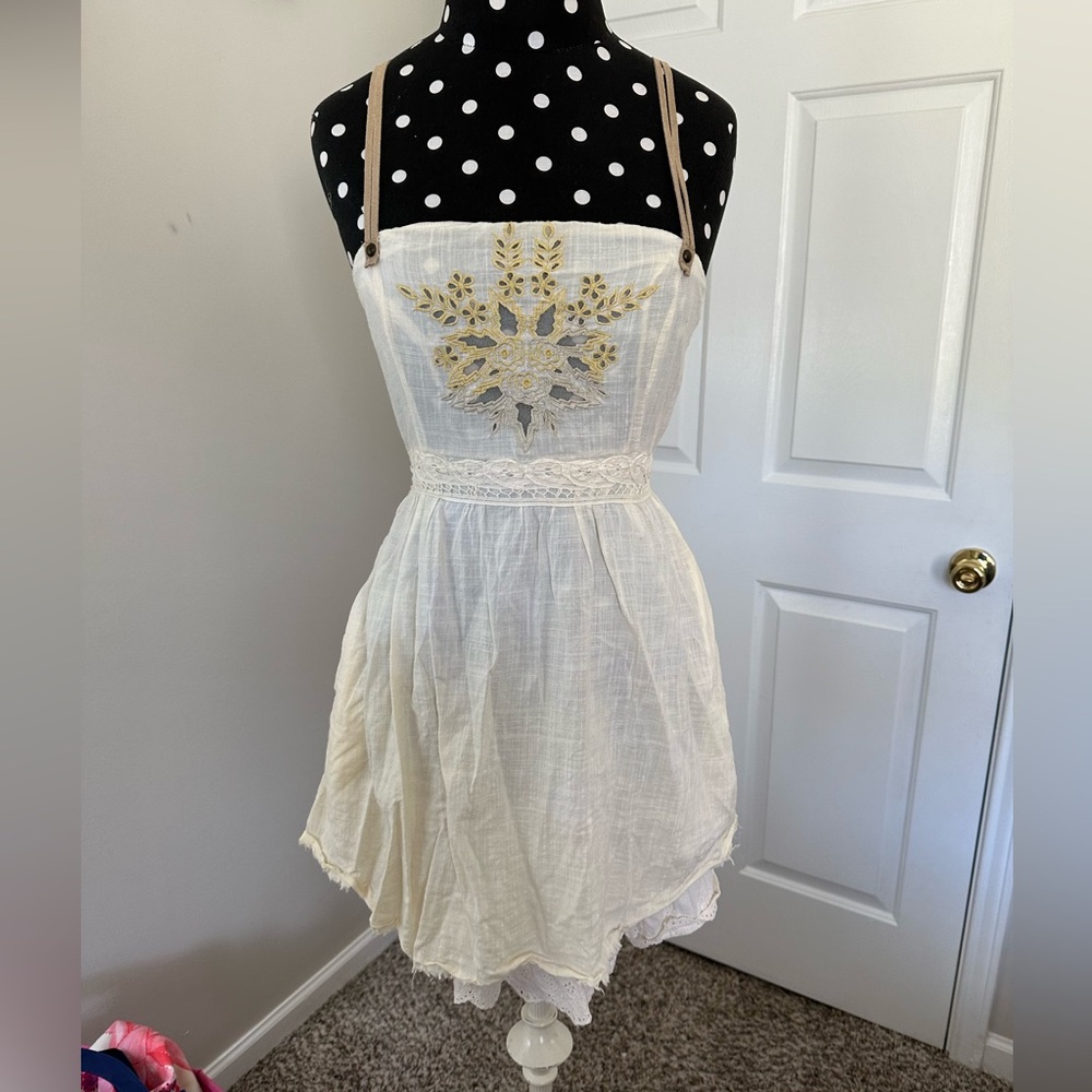 Free People Embroidered Cream Top